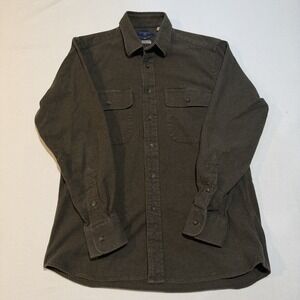 Bills Khakis Made in USA Heavy Flannel Shirt Mens M Olive Gitman Bros